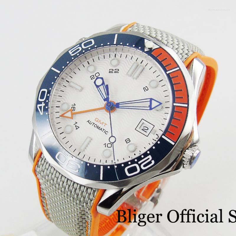 

Wristwatches 3 Models Self Winding Men Watch 41mm Wristwatch Date Window Sapphire Glass Luminous Marks Rubber Strap Ceramic Bezel, Model 3