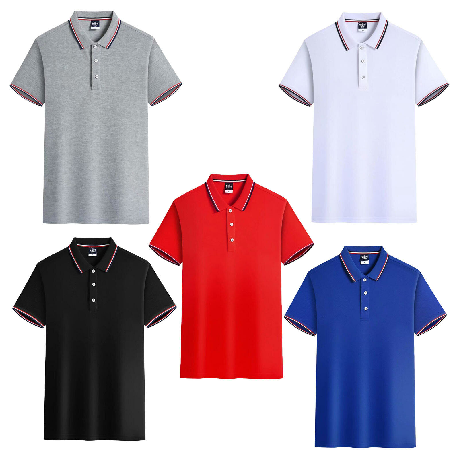 

Men' Cotton Shirt Summer Casual Lapel Short Sleeve Tops Sports golf T-Shirts, White