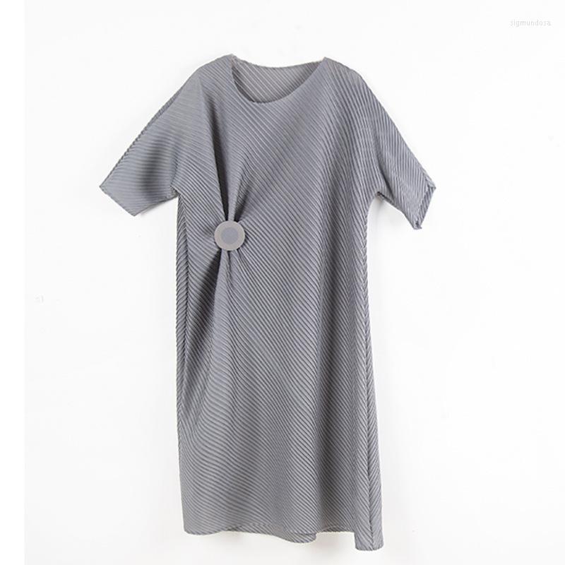 

Party Dresses Summer Women' Skirt French Long Dress Large Size Casual Miyake Pleated, Picture color