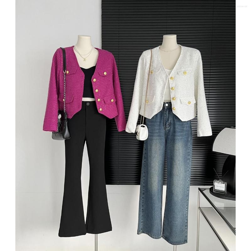 

Women' Jackets Women' Glitter Sequins Long Sleeve V Neck Jacket Lady Spring Autumn Chic Elegant Loose Outwear Streetwear Top, White