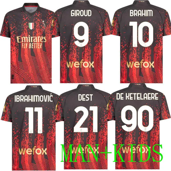 

AC 22 23 champions ac miLans Soccer jerseys 2022 2023 TOMORI GIROUD IBRAHIMOVIC third home 2022 TONALI PLAYER VERSION special theo brahim kids football shirt KOCHE