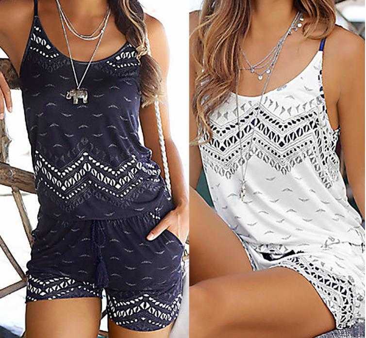 

Womens Summer Shorts Beach Bandage Jumpsuits Strapless Casual Party Sexy Tights, White