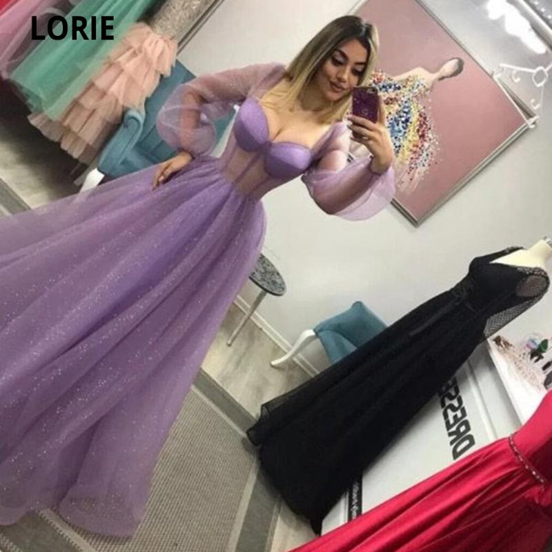 

Party Dresses Elegant Purple Prom Glitter Tulle 2023 Long Puff Sleeves Sweetheart Formal Evening Gown For TeensParty, Beige