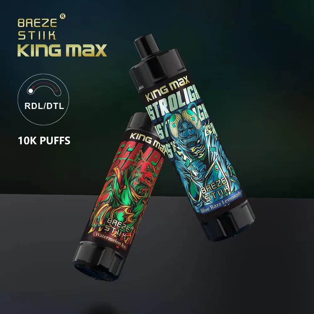 

Breze Stiik Disposable E-cigarettes King Max 10000 Puffs Disposables Vape Prefilled 20ml 850mAh Battery Recharged with Type-C Charging Adjustable Airflow