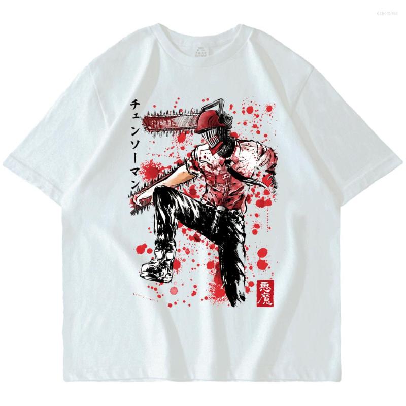 

Men's T Shirts Japanese Anime Chainsaw Man Denji Summer T-Shirt Manga Graphic Print Tees Funny Unisex Short Sleeves Black O-Neck Tops, Red