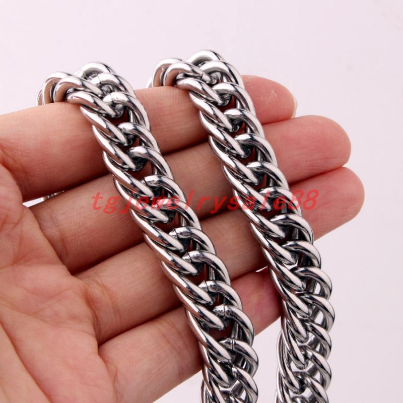 

Chains Trendy 12mm Polishing Silver Color Never Fade Stainless Steel Curb Cuban Link Chain Bracelet Or Necklace Men's Jewelry 7-40"