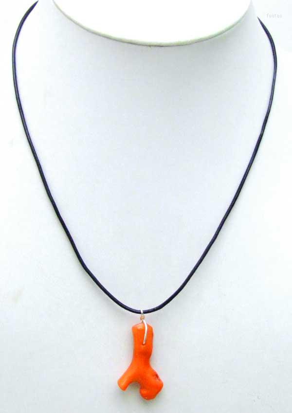 

Pendant Necklaces Qingmos GENUINE Orange Coral Necklace For Women With Natural 8 40mm Branch Cord 18" Chokers Jewelry N5607