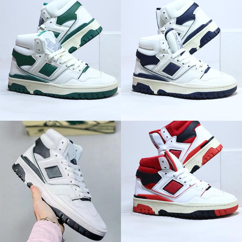 

Mens Green High 650 Basketball Shoes White Red Sneakers Navy Cowhide Material, 1-navy