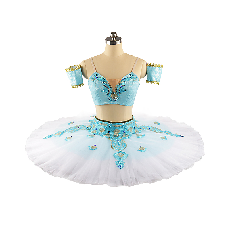 

Stage Wear La Bayadere ballet tutu blue white professional Stage Wear Split international competition costumes platter tutu pancake white JN0479
