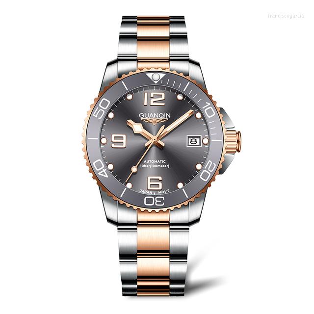 

Wristwatches GUANQIN Men Watch Luxury Automatic Watches 100M Waterproof Luminous Mechanical Wristwatch Sapphire Steel Strap NH35 Reloj, Mens watches 5