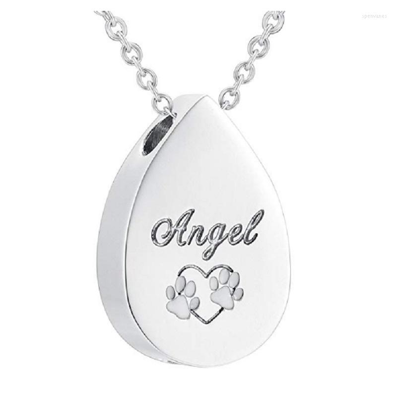

Chains IJD9582 Tiny Teardrop Memorial Ashes Urn Necklace Cute Print&Angel Engrave Cremation For Pets