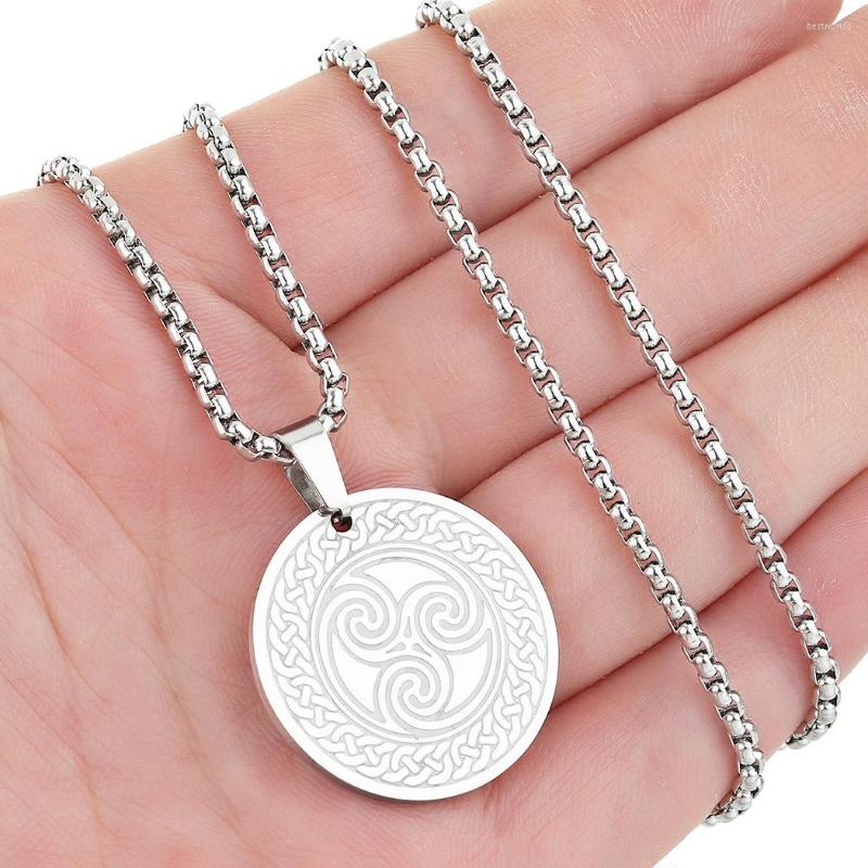 

Pendant Necklaces Vintage Celtic Spiral Swirl Knot Necklace For Men Women Stainless Steel Punk Viking Jewelry Triskele Choker Chain