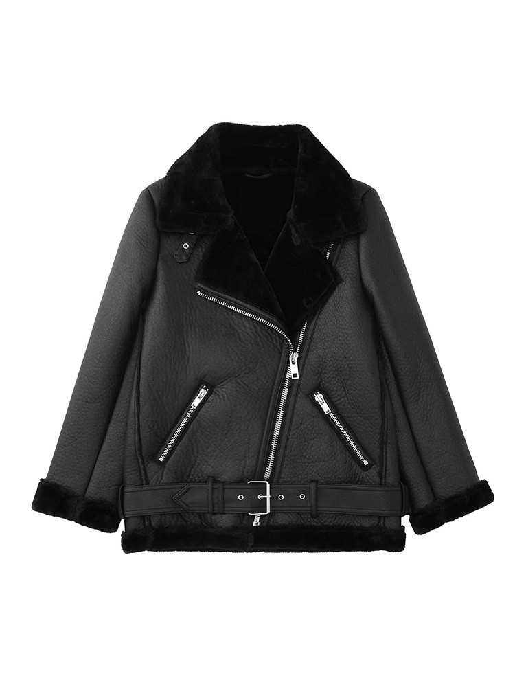 

Women s Jacket Autumn and Winter Fashion Double sided Jacket Coat Vintage Long Sleeve Zipper Female Outerwear Overshirt 230225, Black