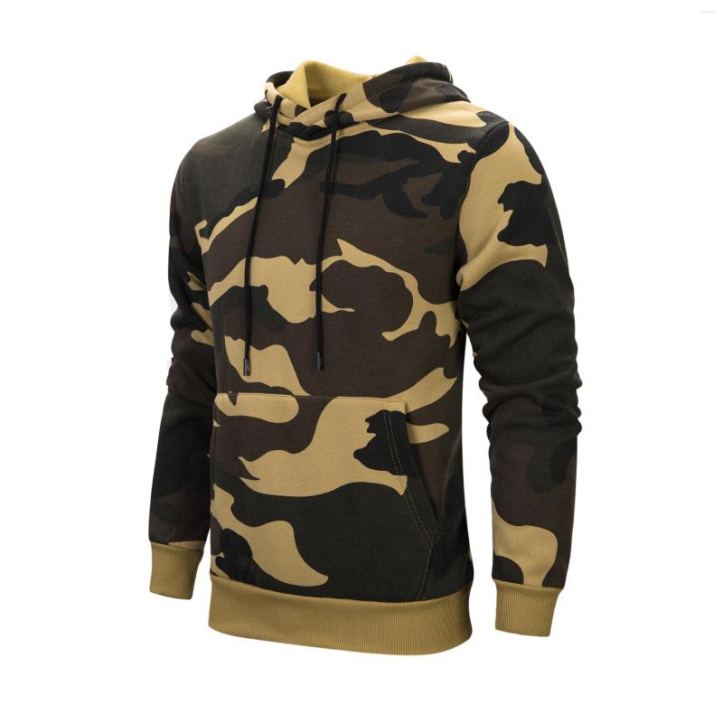 

Men' Hoodies Fashion Military Style Sweatshirt Camouflage Sports Jogger Loose Casual Large Size Tide Brand, Brown