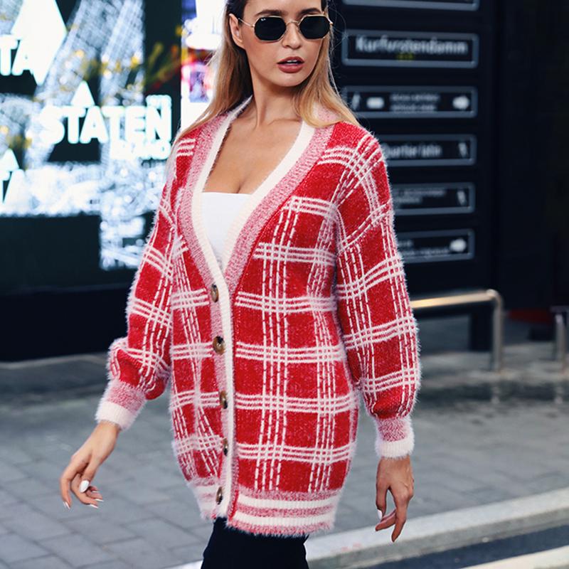 

Women's Jackets Women Winter Long Coats Cardigans Sleeve Warm Knitted Sweater Elegant Plaid Kimono Cardigan Femme Ladies Knitwear Classic, Blue