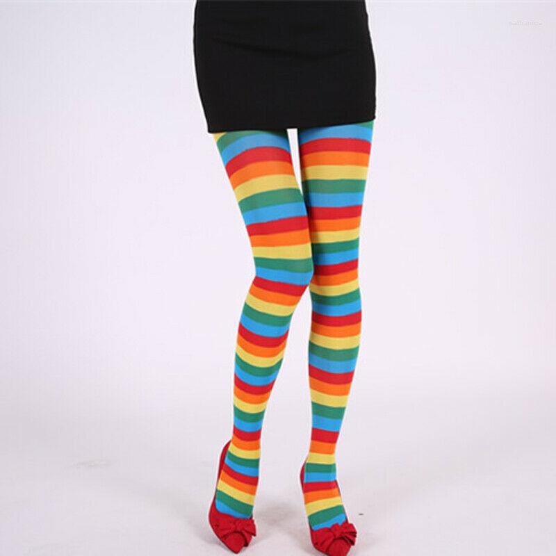 

Women Socks 9 Colors Female Christmas Stripe Pantyhose High Waist Colorful Thermal Tights Girls Xmas Cosplay Party Stockings Striped
