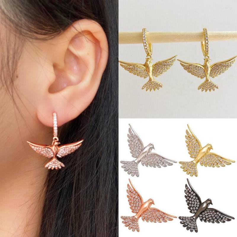 

Hoop Earrings HECHENG 1pair CZ Eagle Wholesale Gold Silver Color Animals Copper Cool Fashion For Women Gift Party VD660