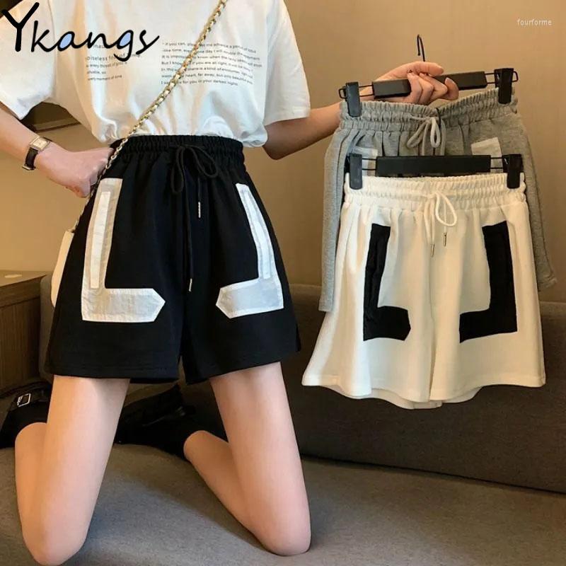 

Women's Shorts Plus Size Printed Women's Lace-up High-waist Hong Kong Style Retro Ladies Wide-leg Outdoor Loose Sports, Black