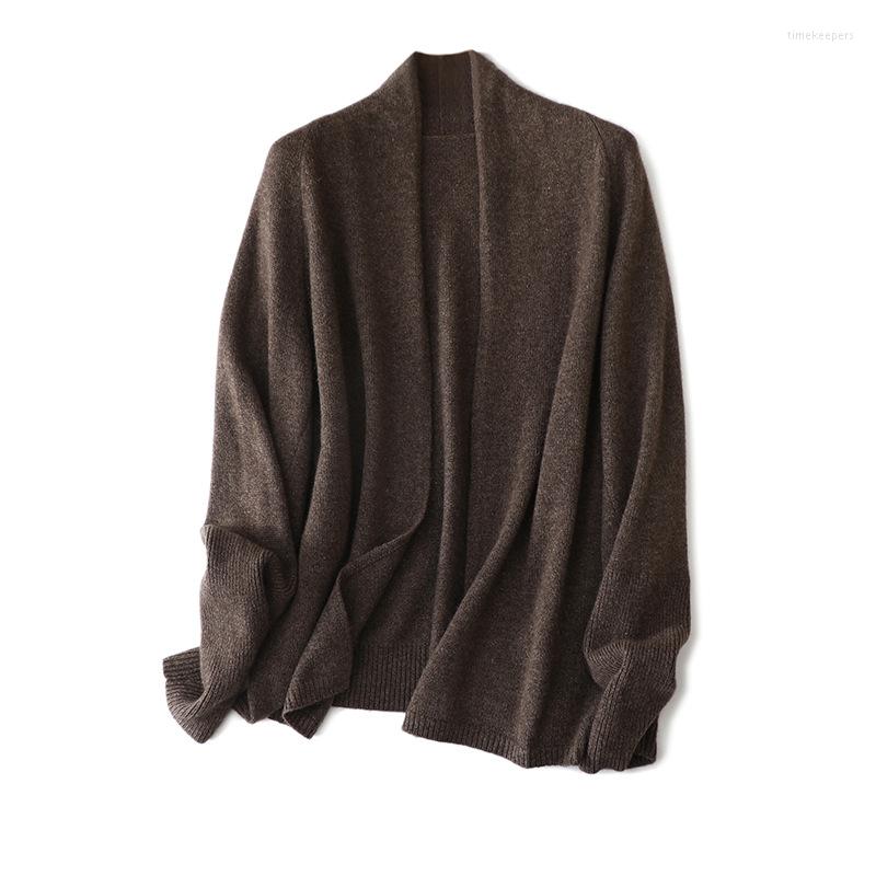

Women's Knits Cashmere Sweaters Women High Quality Cardigan V-Neck Autumn/Winter Knitted Office Lady Open Stitch Tops, White