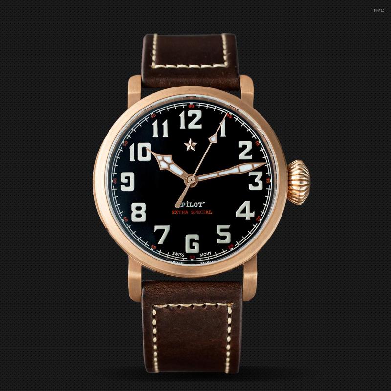 

Wristwatches SUGESS Luxury Watch ETA2824 Automatic Movement CuSn8 Bronze 42mm Case Sapphire Crystal Swiss BGW9 Luminous Horween Leather, Picture shown