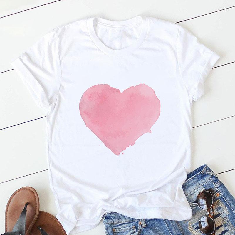 

Women' T Shirts Summer Casual Short Sleeve O Neck T-shirt Fashion Ladies Shirt Tops Korean Style Tee Love Heart Printed Women, 189
