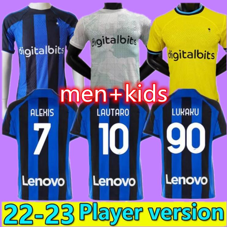 

22 23 Inter Milans soccer jerseys LUKAKU home BARELLA LAUTARO Calhanoglu ALEXIS DZEKO CORREA Gosens UNIFORMS football shirt 2022 2023 kids kit player version jersey, Kids size