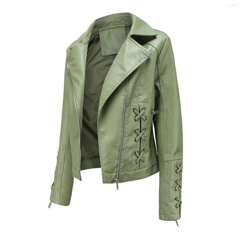 

Women' Leather Women Jacket Spring Coat Black Red Moto Biker Zipper Ladies Green Beige Chaqueta Mujer Veste Femme Autumn