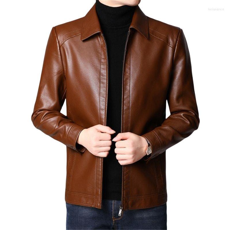 

Men's Jackets 2023 Men's Spring And Autumn Pu Leather Jacket Soft Casual, Black