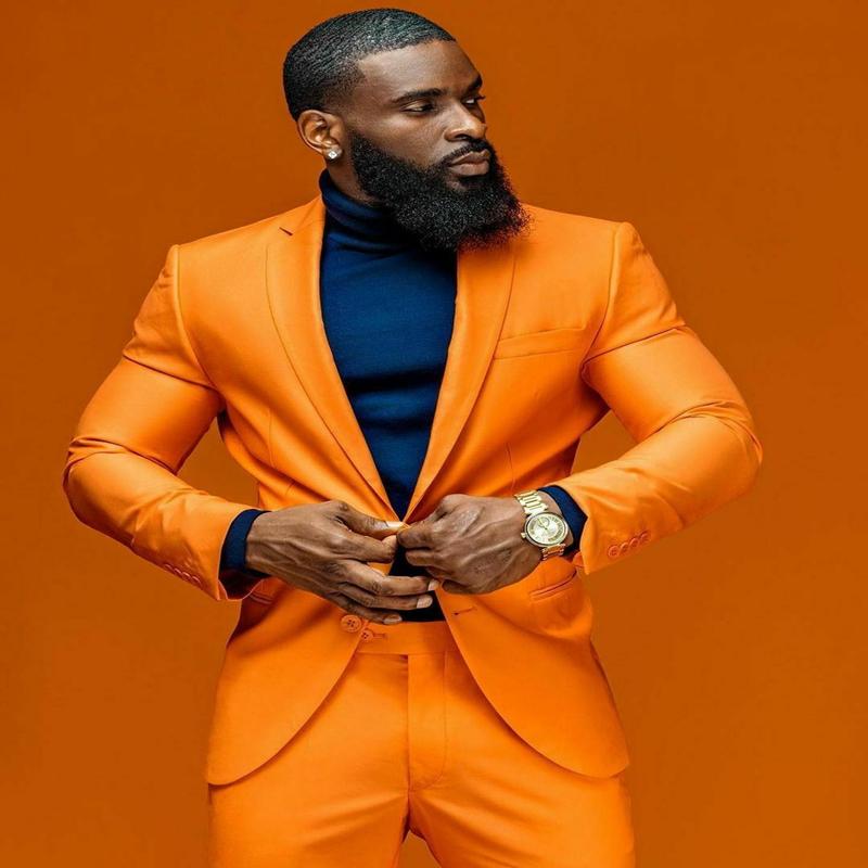 

Men's Suits & Blazers 2023 Arrival Orange 2 Pieces Slim Fit Custom Made Shawl Collar Bridegroom Wedding Tuxedos Formal Blazer Skinny, Picture shown