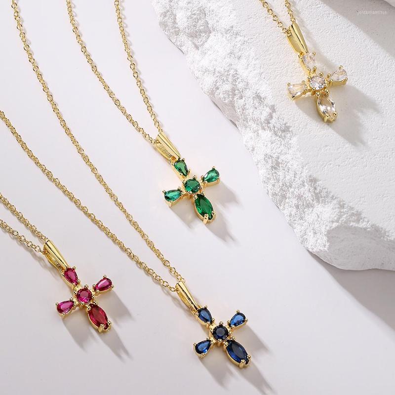 

Pendant Necklaces Mafisar High Quality Gold-Plated Zircon Cross Necklace Fashion Delicate Mini Geometric Women Jewelry Accessories