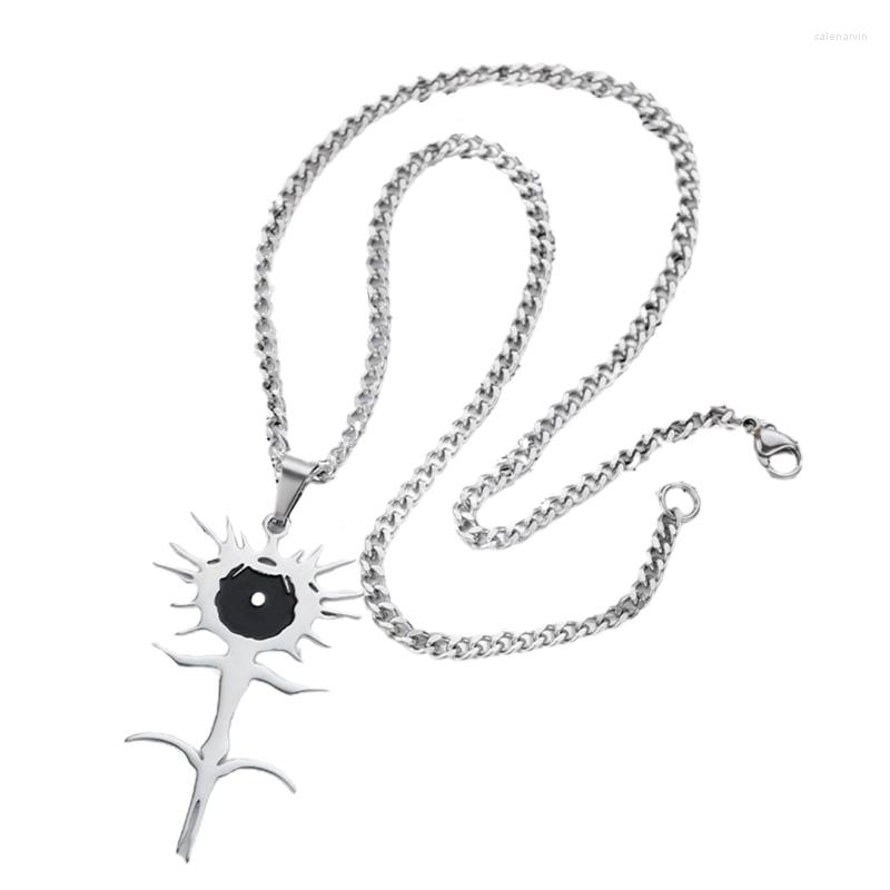

Chains Harajuku Street Personality Sunflower Pendant Necklace Dark Wind Hip-hop Trend Multilayer Circle Chain Alloy