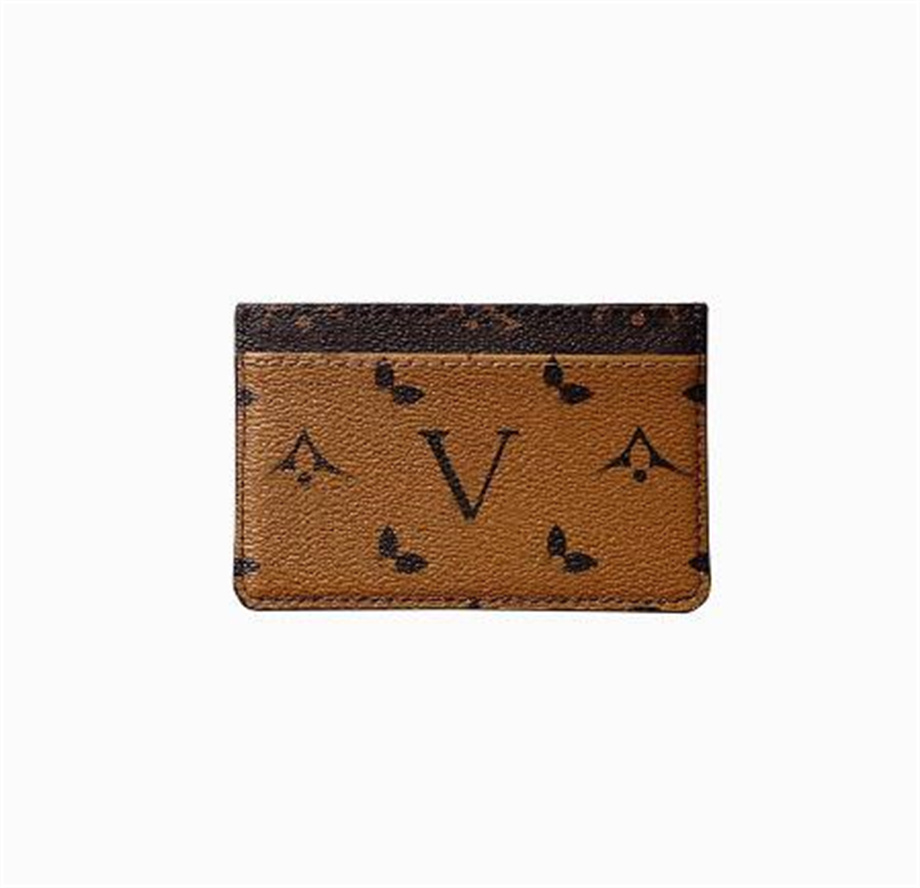 

TOP Double Sided Wallets Key Wholesale Fashion Credit Card Holders Women Mini Wallet High Quality Genuine Leather Men Designer Pure Color Card Holder With Box