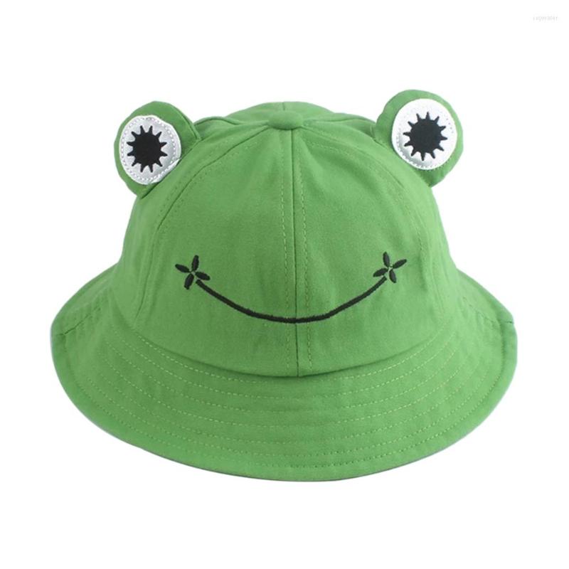 

Berets Cotton Frog Bucket Hat For Women Adult Kids Panama Baseball Fishing Cap Outdoor Froggy Sunscreen Sun Bob Chapeau, Green