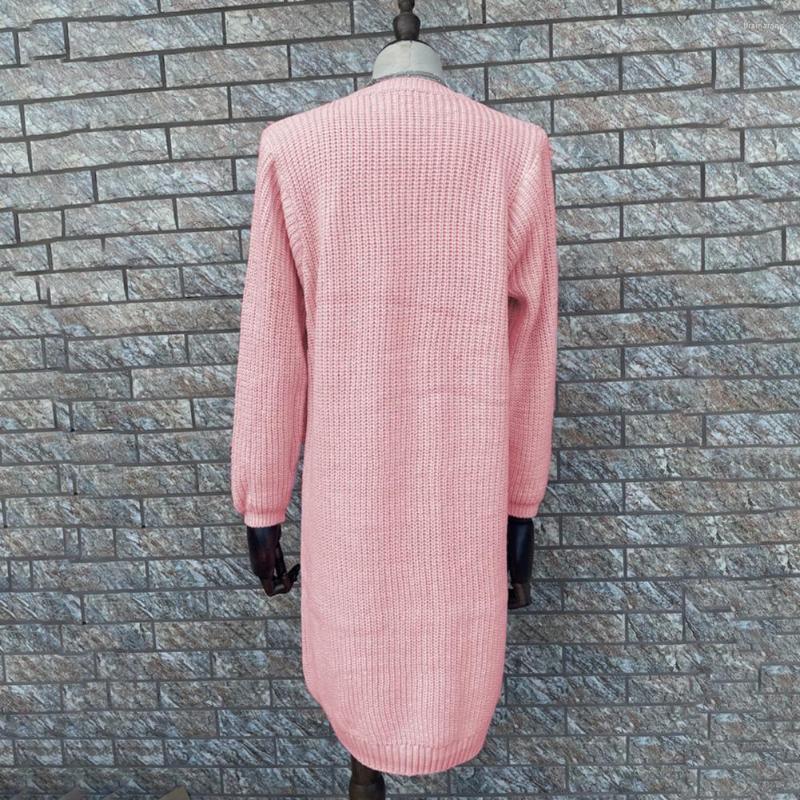 

Women' Knits Sweater Cardigan Chic Thick Mid-length Coat Fashion Autumn Female Knitted Jacket Streetwear, Pink