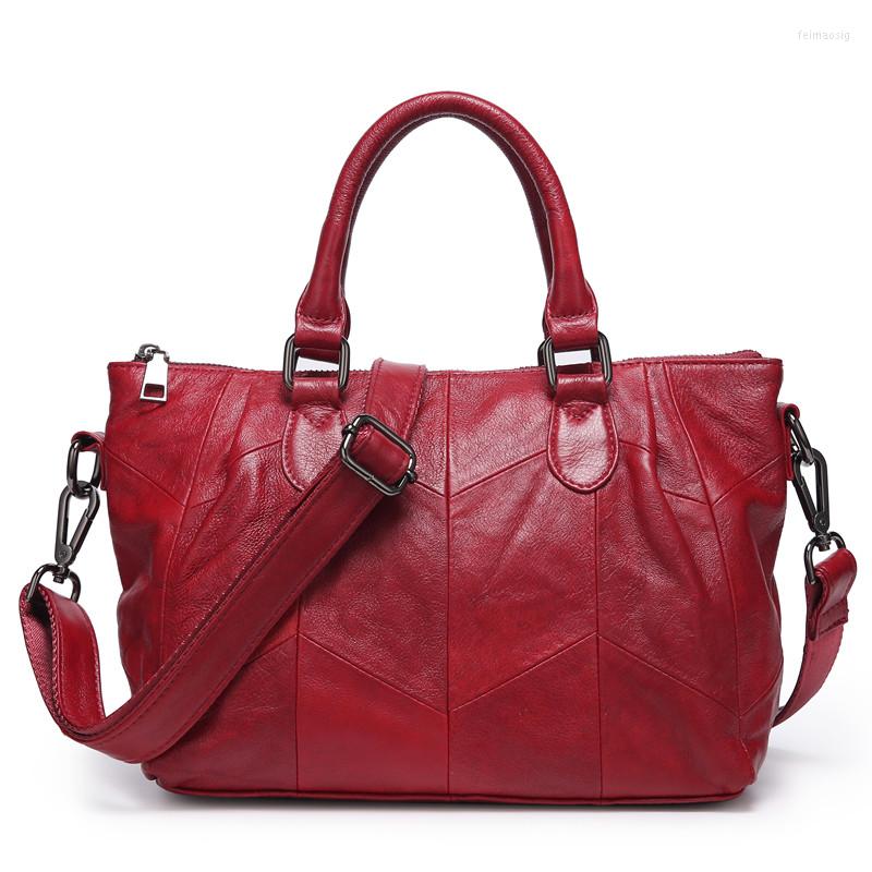 

Evening Bags Women Genuine Leather Handbags Female Shoulder Bag Designer Luxury Lady Casual Tote Large Capacity Zipper Handbag For 2023, Black