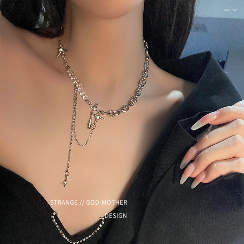 

Choker Water Drop Pearl Necklace Female Pendant High Sense Of Personality Design INS Tide Clavicle Chain