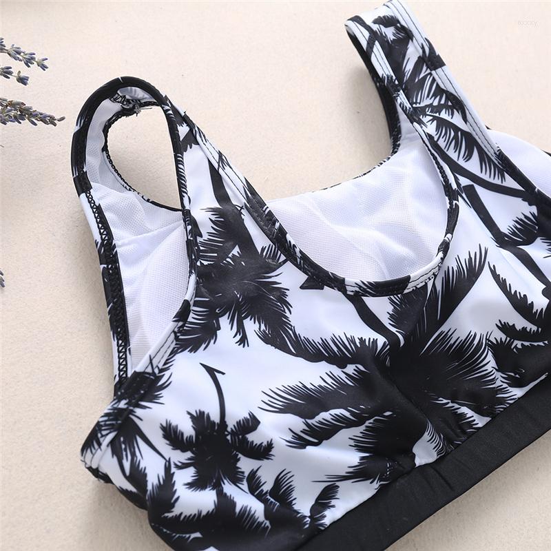 

Women's Swimwear Sexy Women Crop Tops High Waist Shorts Bikini Set Coconut Tree Beach