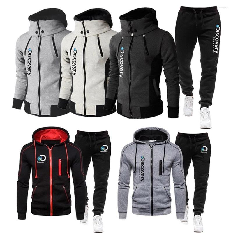 

Men's Tracksuits Discovery Men Zipper Hoodies Male Sweatshirt Sweatpants Suit 2Pcs Warm Tracksuit Sets Men's Outwear Hooded Jacket, Black pants 2