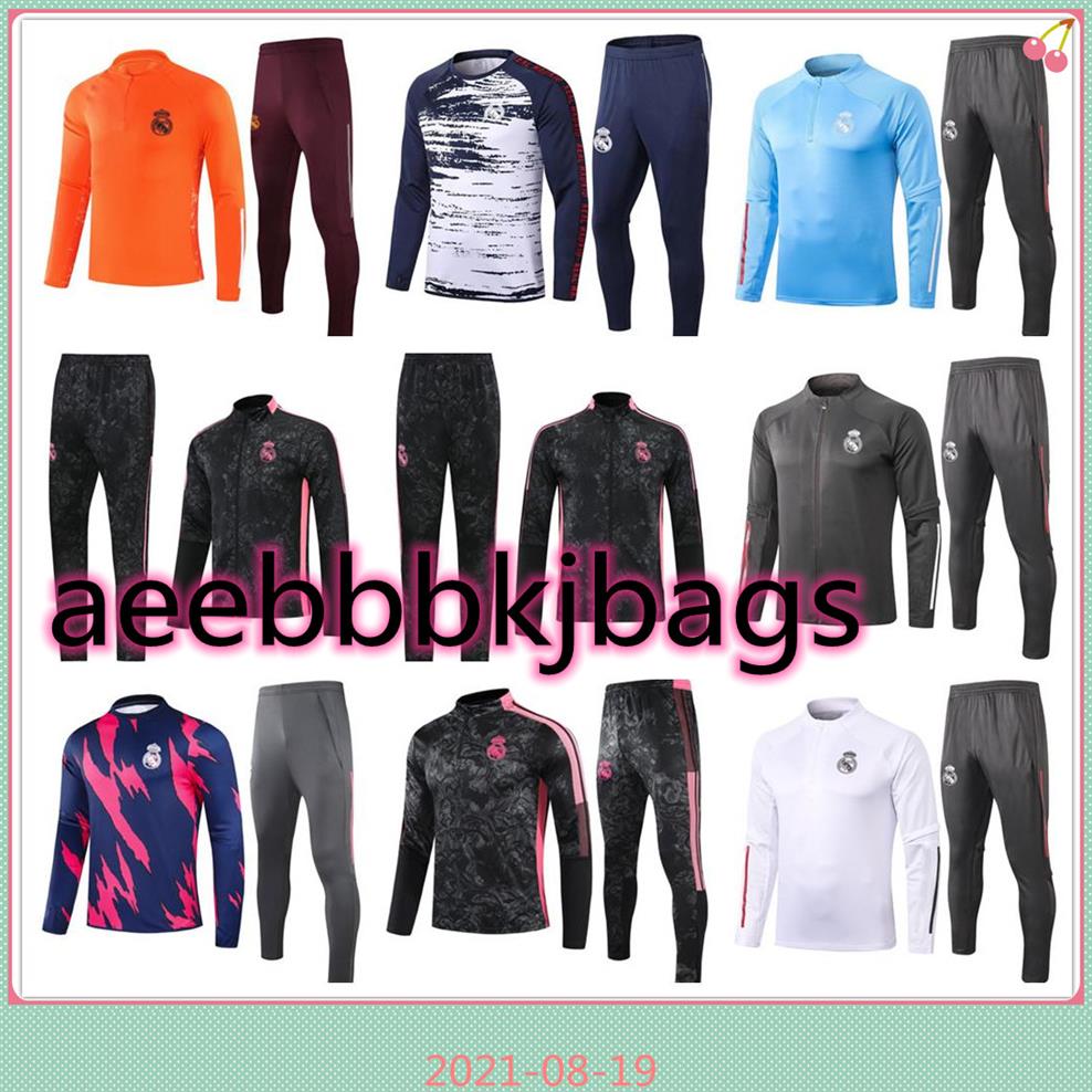 

20 21 22 Mens soccer tracksuit Madrid Real Full zipper jacket 2021 2022 Half zip football training suit survetement foot chandal j226c