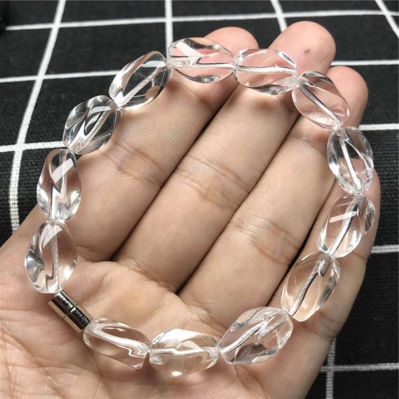 

Link Bracelets Chain Natural Rock Crystal Bracelet For Women Lady Men Reiki Wealthy Gift Beauty White Clear 14x9mm Beads Rare Nobility