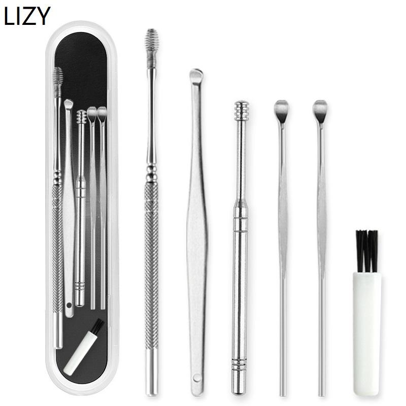 

Nail Art Kits LIZY Ear Wax Pick Stainless Steel Earpick Remover Curette Ears Pickers Cleaner Spoon Clean Tool Beauty Kit