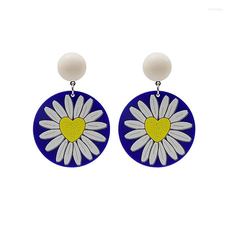 

Stud Earrings Vintage Women Girl Round Love Daisy Accessory Jewelry