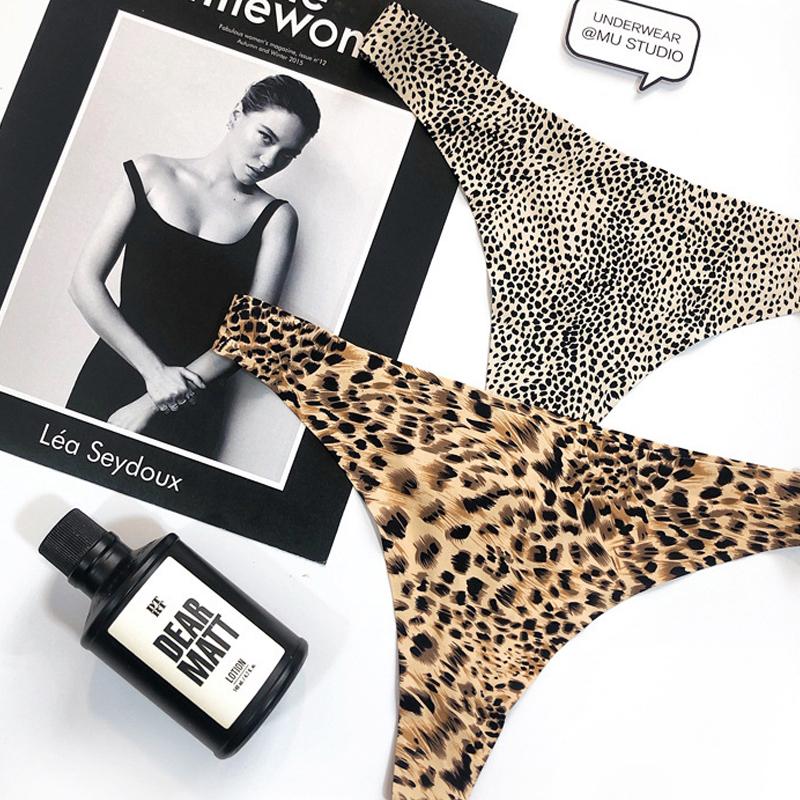 

Women's Panties Comfort Breathable Underwear Women Low Waist Ice Silk Seamless Sexy Lingerie G String Fashion Leopard Thong Lenceria Muj