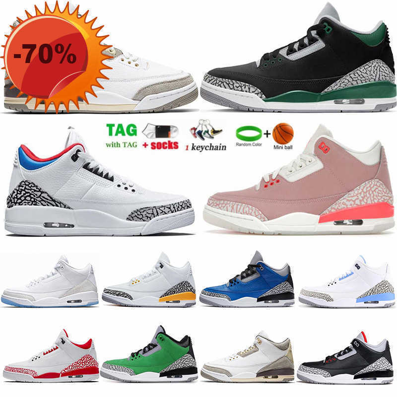 

Boots NEW 2023 3s Basketball Shoes 3 Mens Sports Sneakers Laser Orange Pine Green Racer Blue Fire Red Mocha Varsity Royal Chicago Man Trainers