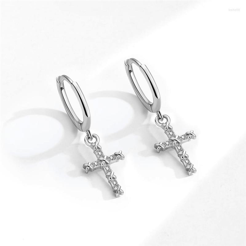 

Hoop Earrings Trendy Luxury Zircon Cross Earring For Women Girls Party Wedding Punk Fashion Jewelry Gifts Eh1879