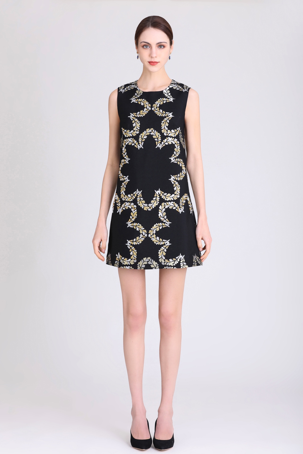 

Casual Dress Dress Original Designer Fashion Print Handmade Beaded Flowers Spring/Summer Short Sleeve Loose Round Neck Dress Monochrome Two colors S-XL, Black