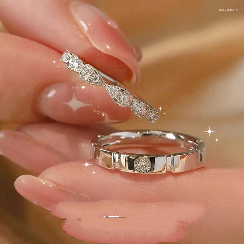 

Wedding Rings Couples Ring Sweet Sugar Princess Jewelry Zircon Shiny Elegant Exquisite For Women Girls Valentine's Day Gift