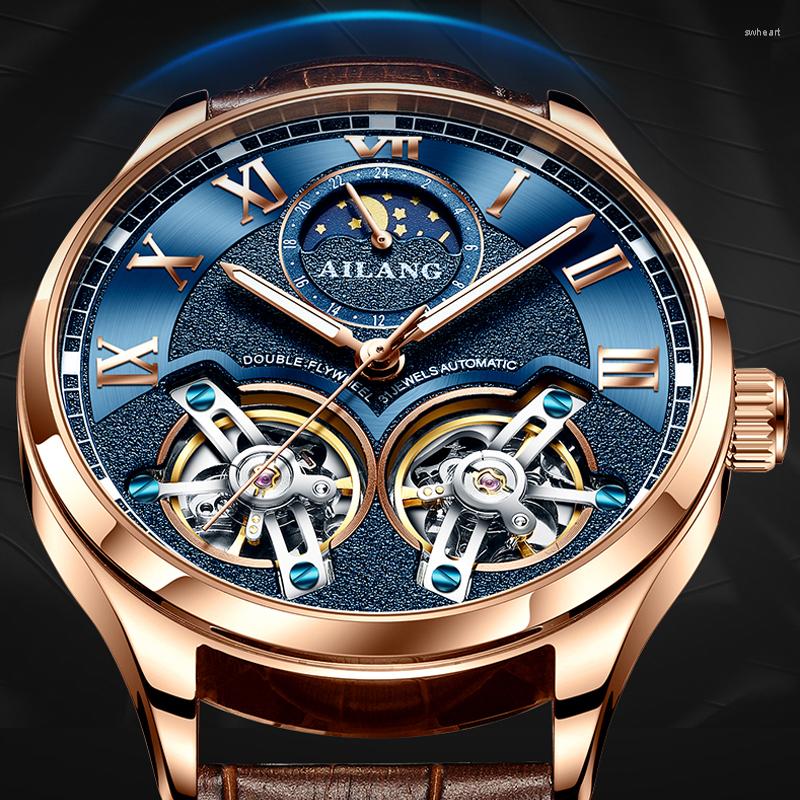 

Wristwatches AILANG Fashion Tourbillon Men Mechanical Original Design Watch Men's Double Sports Business Watches, 3-black-black