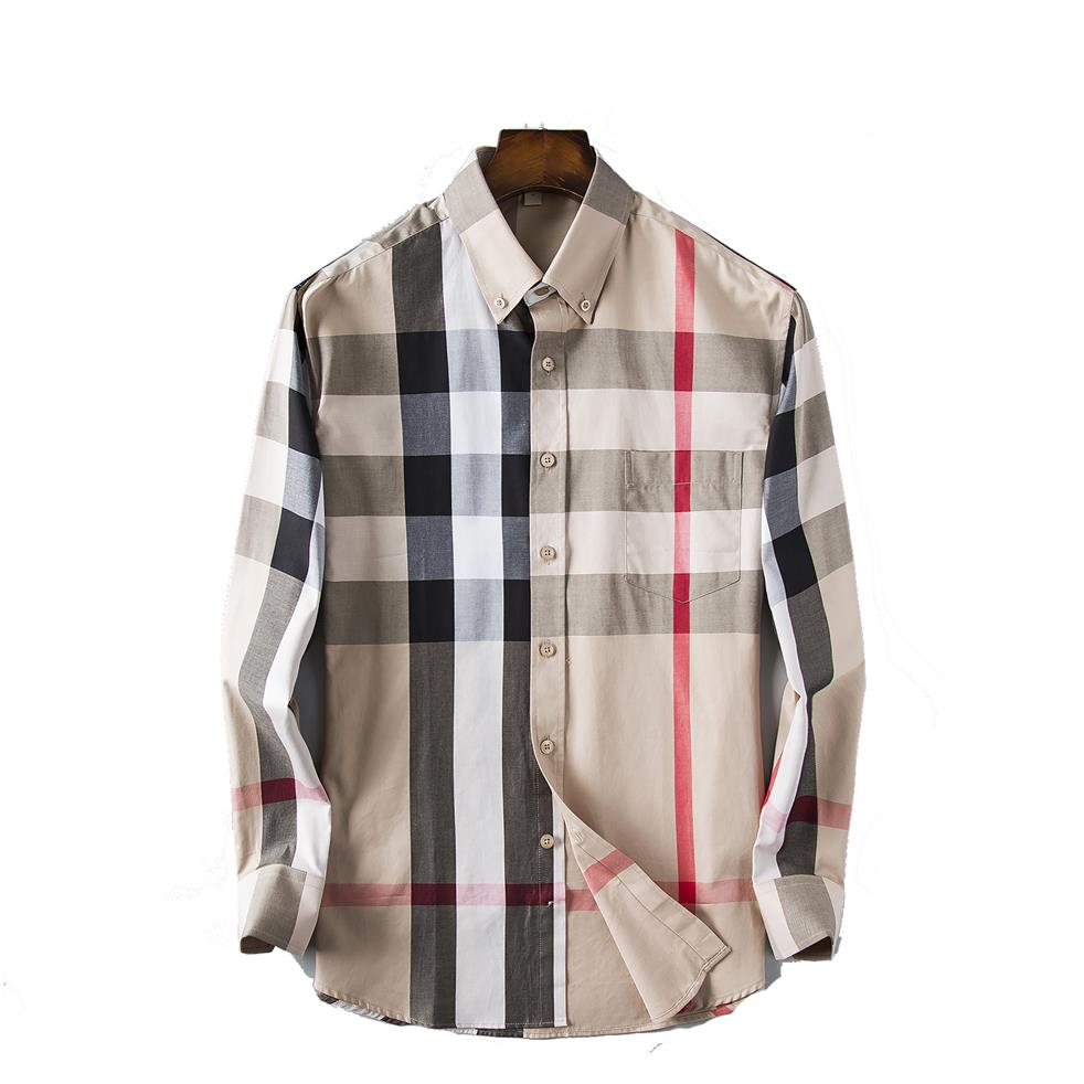 

2021 Luxury designer's Business Casual Shirt Long Sleeve Stripe Trim Social Men's T-shirt Fashion Plaid #B1257N, Customize