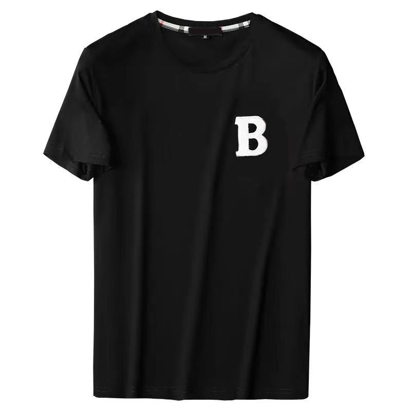 

Spring and summer brushed cotton clothes Crew Neck new high grade cotton printing short sleeve round neck panel T-Shirt mens sleeve tees graphic design t shirts -4XL, Black